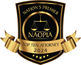 Badge celebrating "Top Ten Attorney" status from NAOPIA